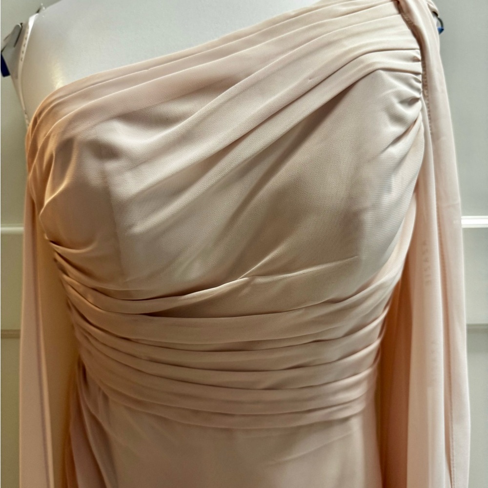 Azazie light pink flowing formal dress